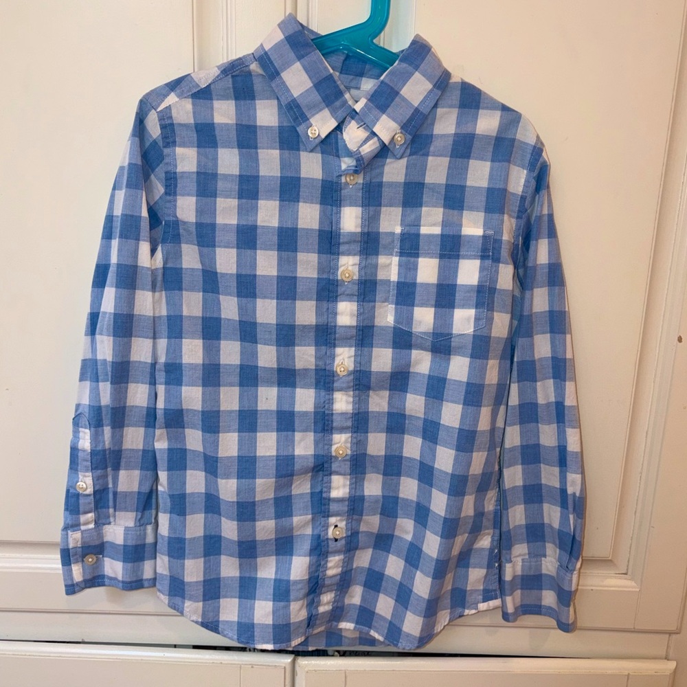 Boys Blue & White Gingham Button-Down Shirt